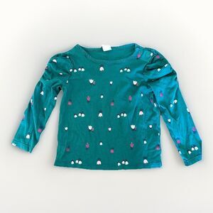 Tucker And Tate Size 18 Month Green Top Flowers Puff Sleeve Purple White Tulips